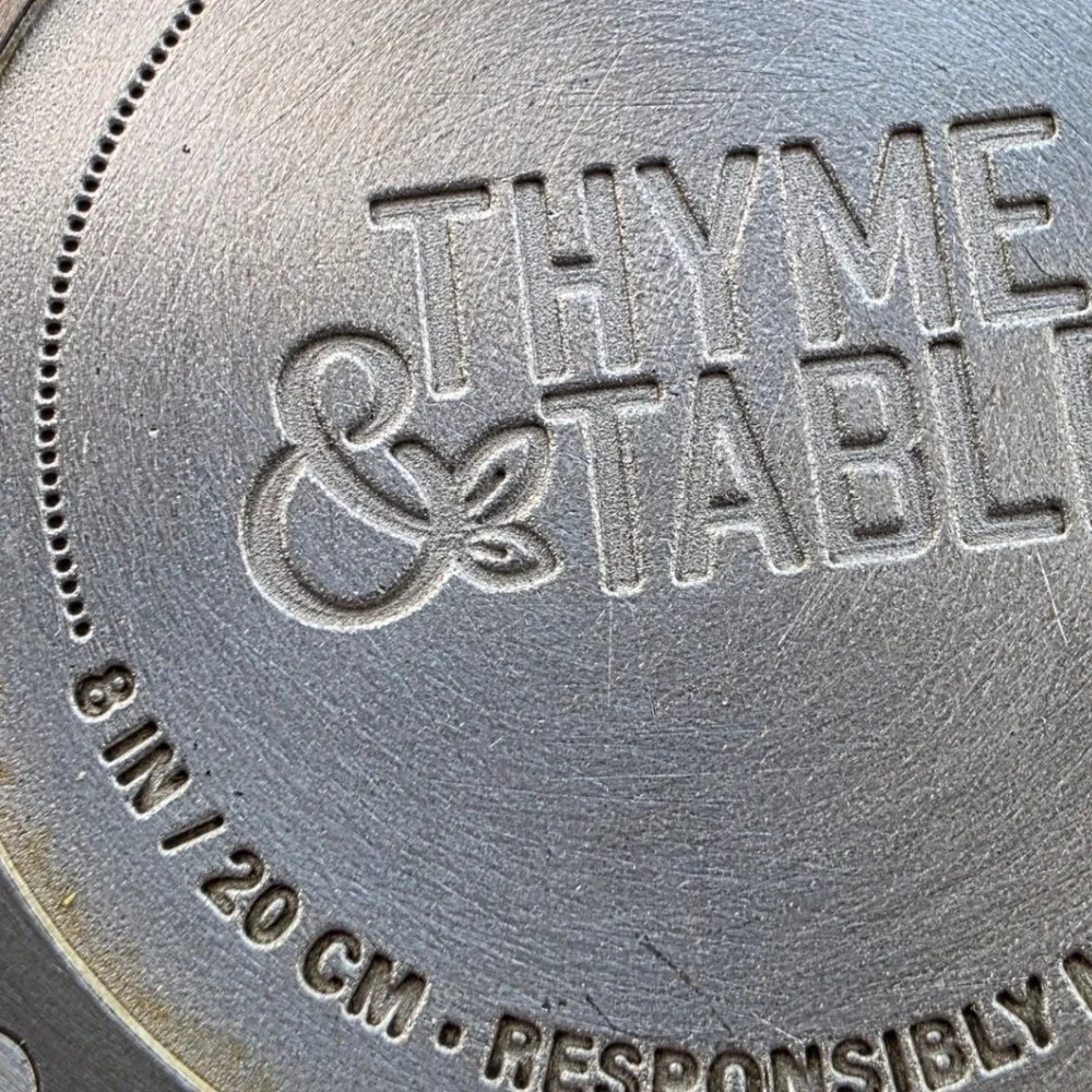 Thyme & Table 6 Piece Cookware Set Cream White Gold Handles Non-Stick Ribbed L3